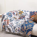Floral Cotton Blanket 100% Natural Rustic Design-Bedding & Bath > Blankets-casanuva-casanuva
