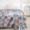 Floral Cotton Blanket 100% Natural Rustic Design-Bedding & Bath > Blankets-casanuva-casanuva