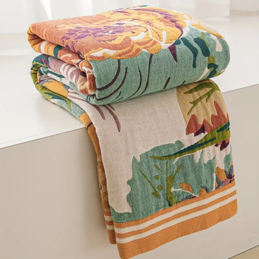 Floral Cotton Blanket Sienna Bloom Design-Bedding & Bath > Blankets-casanuva-casanuva