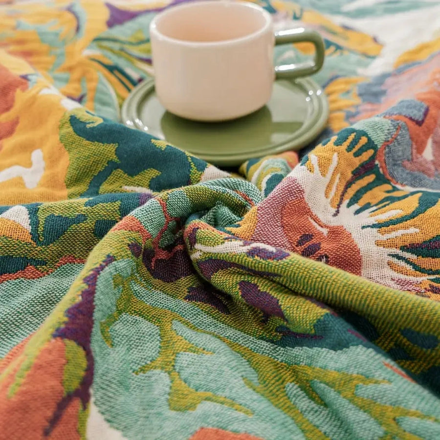 Floral Cotton Blanket Sienna Bloom Design-Bedding & Bath > Blankets-casanuva-casanuva