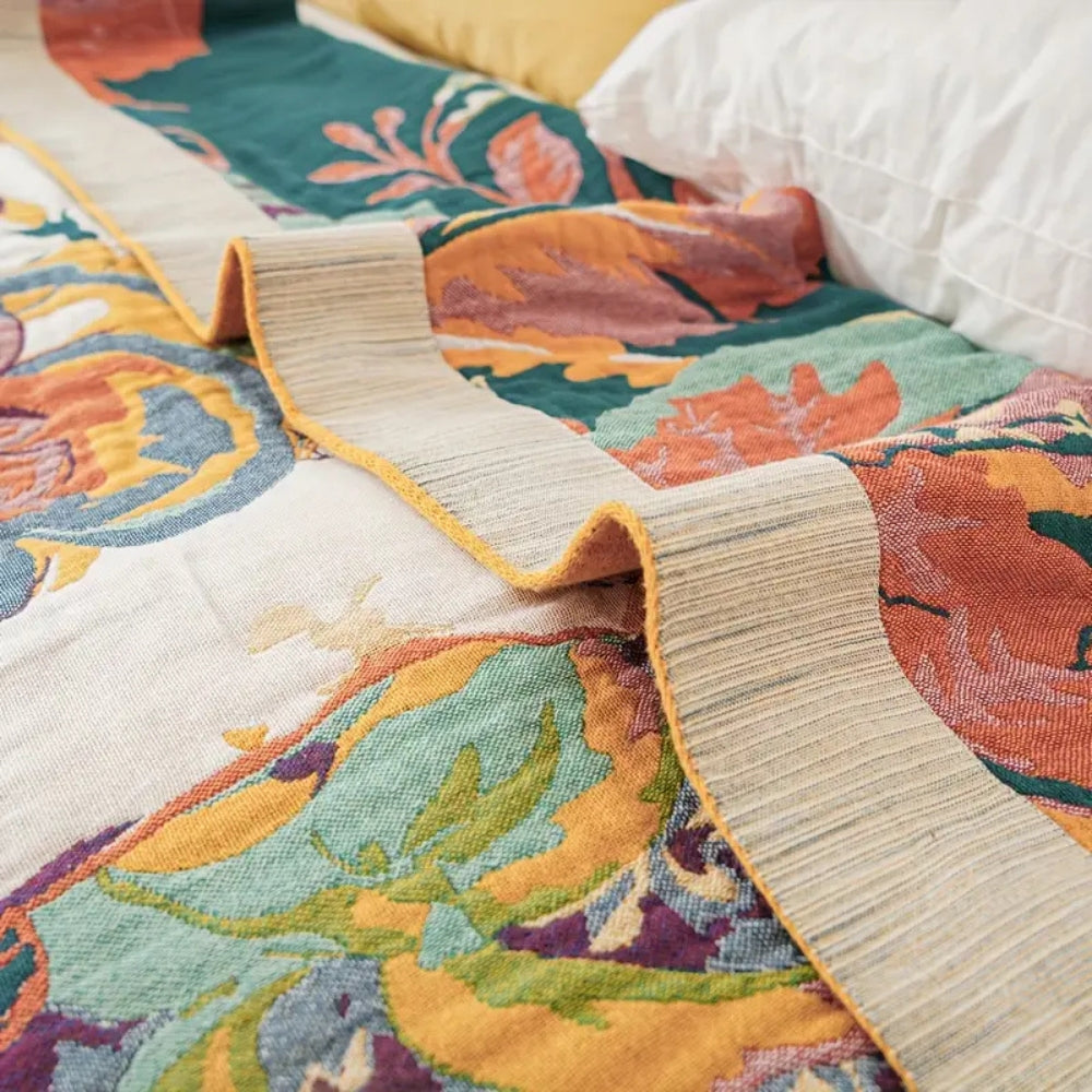 Floral Cotton Blanket Sienna Bloom Design-Bedding & Bath > Blankets-casanuva-casanuva