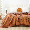 Floral Cotton Tassel Blanket-Bedding & Bath > Blankets-casanuva-casanuva