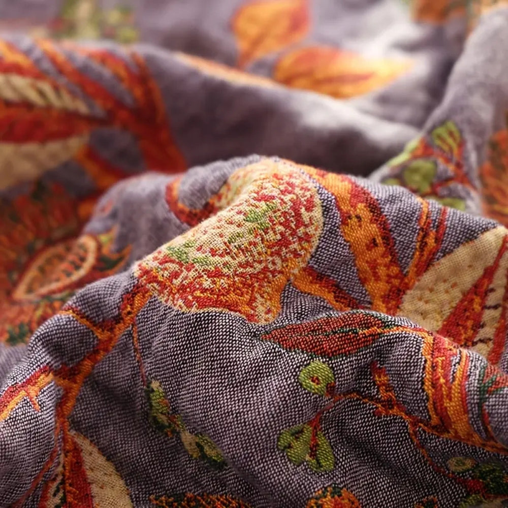Floral Cotton Tassel Blanket-Bedding & Bath > Blankets-casanuva-casanuva
