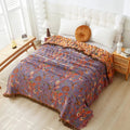 Floral Cotton Tassel Blanket-Bedding & Bath > Blankets-casanuva-Orchid Bloom-59"x79"-casanuva