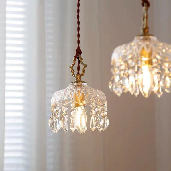 Floral Crystal Pendant Light 1-Light Vintage Design-Lighting > Pendant Lights-casanuva-casanuva