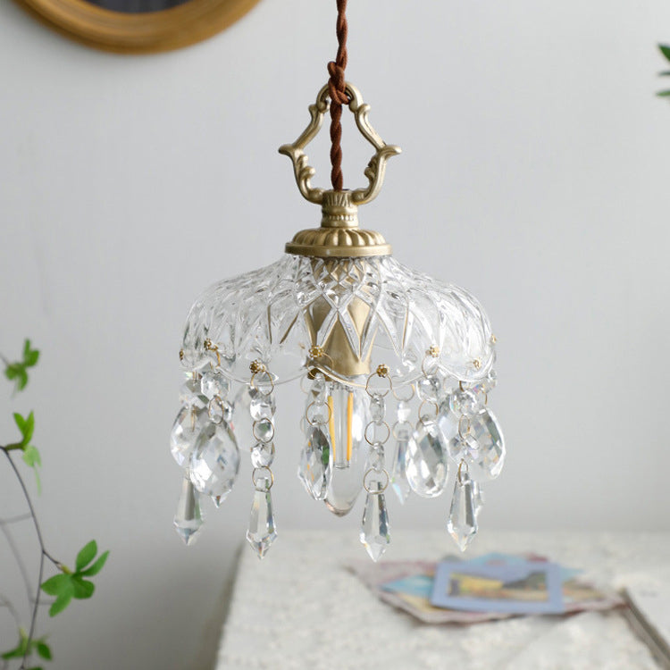 Floral Crystal Pendant Light 1-Light Vintage Design-Lighting > Pendant Lights-casanuva-7.87''-100V-120V-casanuva