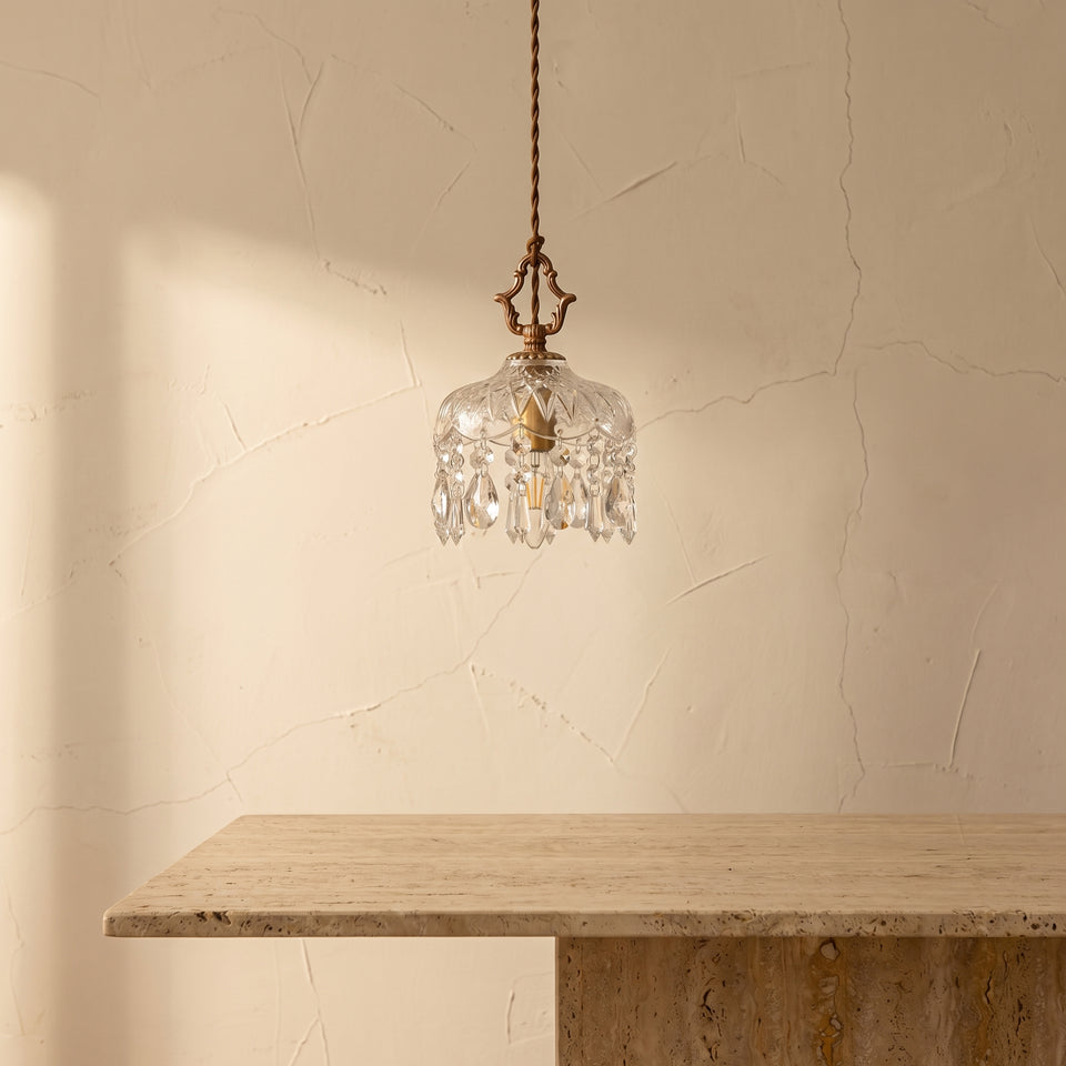 Floral Crystal Pendant Light 1-Light Vintage Design-Lighting > Pendant Lights-casanuva-casanuva