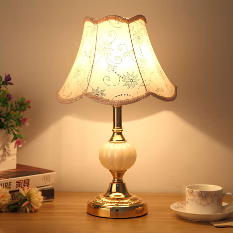 Floral Glass Table Lamp 1-Light Nordic Vintage Design-Lighting > Table Lamps-casanuva-100V-120V - Push Butto...-2-casanuva