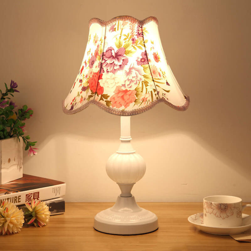 Floral Glass Table Lamp 1-Light Nordic Vintage Design-Lighting > Table Lamps-casanuva-100V-120V - Push Butto...-9-casanuva