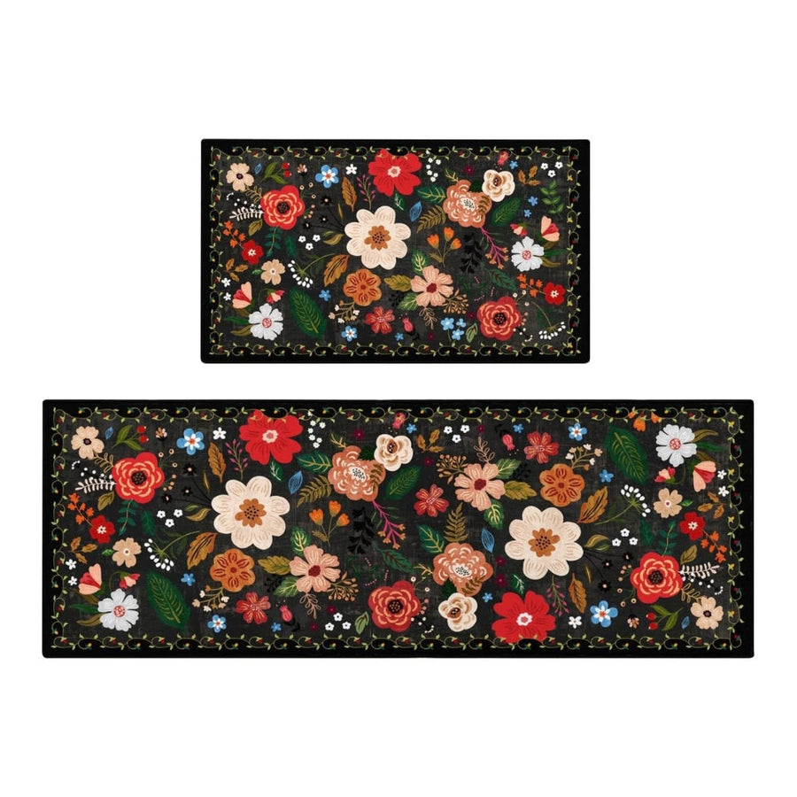 Floral Kitchen Mat Set Boho Style Meadow Design-Kitchen & Dining > Kitchen Mats-casanuva-casanuva
