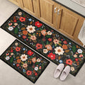 Floral Kitchen Mat Set Boho Style Meadow Design-Kitchen & Dining > Kitchen Mats-casanuva-Midnight Meadow-40cmx60cmx40cmx120cm-casanuva