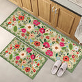 Floral Kitchen Mat Set Boho Style Meadow Design-Kitchen & Dining > Kitchen Mats-casanuva-Sage Bloom-40cmx60cmx40cmx120cm-casanuva