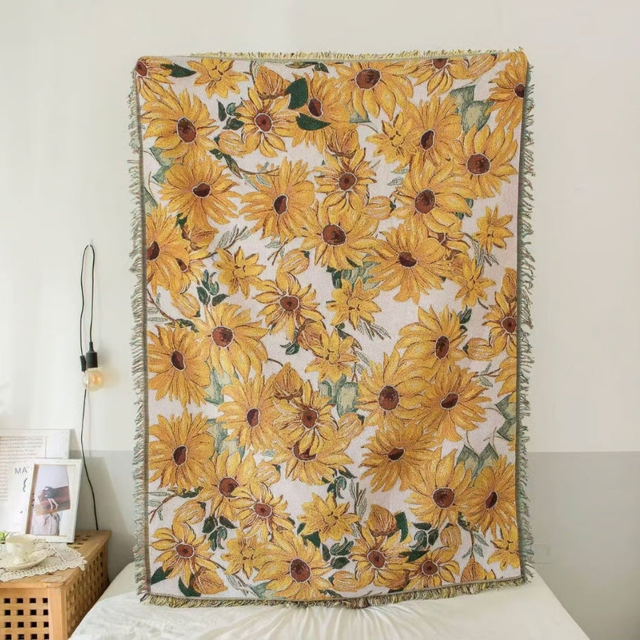 Floral Outdoor Picnic Blanket Washable Microfiber 180x130 cm-Bedding & Bath > Blankets-casanuva-casanuva