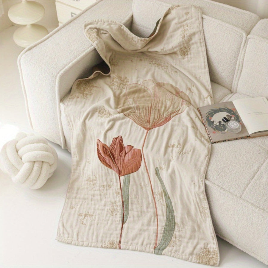 Floral Print Bath Towel Blanket-Bedding & Bath > Bath Towels-casanuva-casanuva