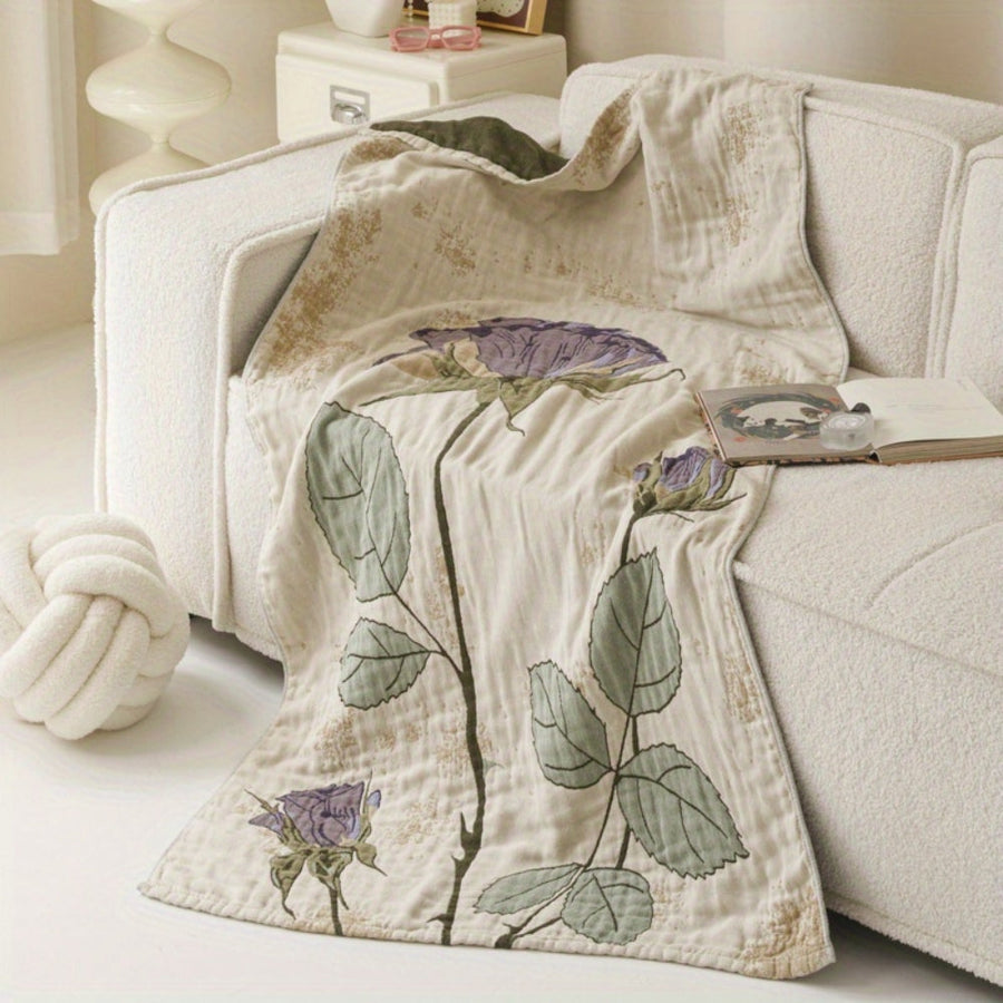 Floral Print Bath Towel Blanket-Bedding & Bath > Bath Towels-casanuva-Lavender Bloom-casanuva