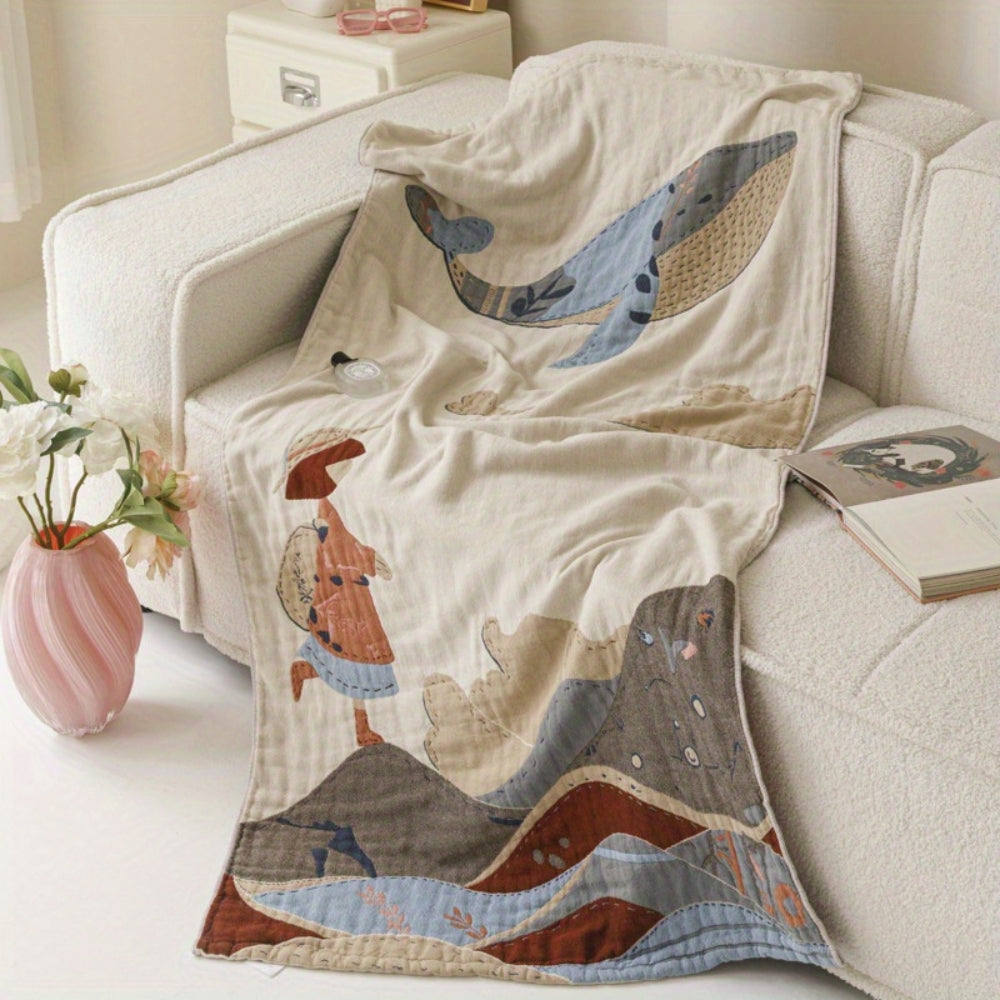 Floral Print Bath Towel Blanket-Bedding & Bath > Bath Towels-casanuva-Ocean Voyage-casanuva