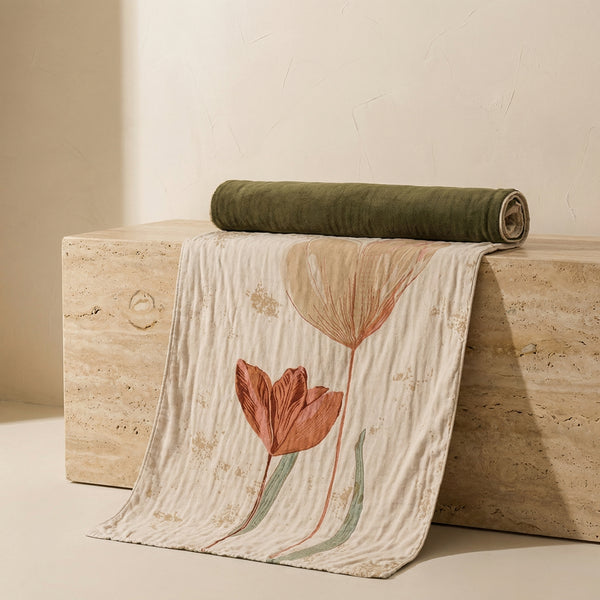 Floral Print Bath Towel Blanket-Bedding & Bath > Bath Towels-casanuva-casanuva