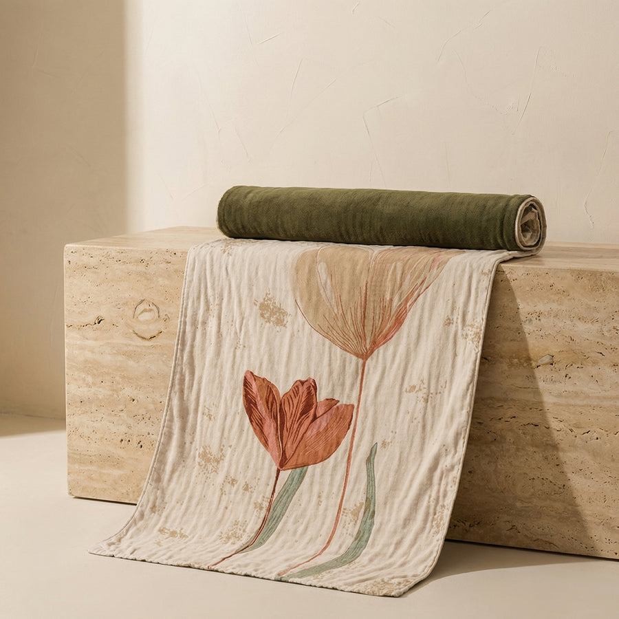 Floral Print Bath Towel Blanket-Bedding & Bath > Bath Towels-casanuva-casanuva