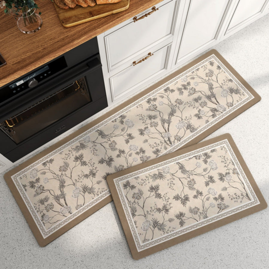 Floral Striped Kitchen Mat Washable Non Slip-Kitchen & Dining > Kitchen Mats-casanuva-Beige Blossom-18"x29.5"-casanuva