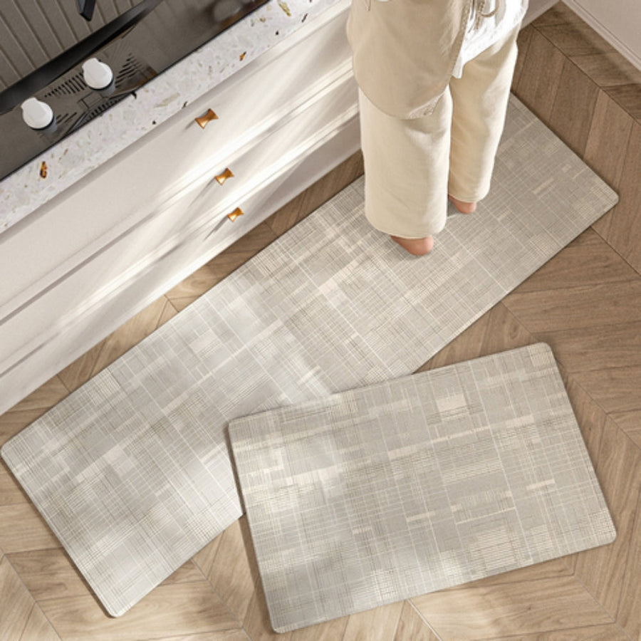 Floral Striped Kitchen Mat Washable Non Slip-Kitchen & Dining > Kitchen Mats-casanuva-Ivory Checks-18"x29.5"-casanuva