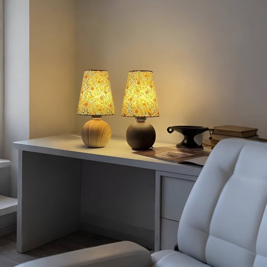 Floral Table Lamp with Ceramic Base-Lighting > Table Lamps-casanuva-casanuva