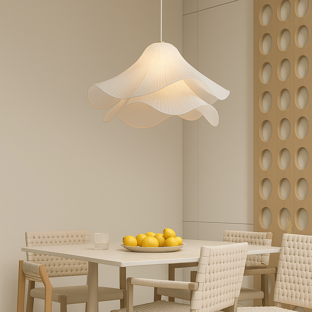Flower Pendant Light with Decorative Design-Lighting > Pendant Lights-casanuva-Gold & White-40cm x 26cm-casanuva