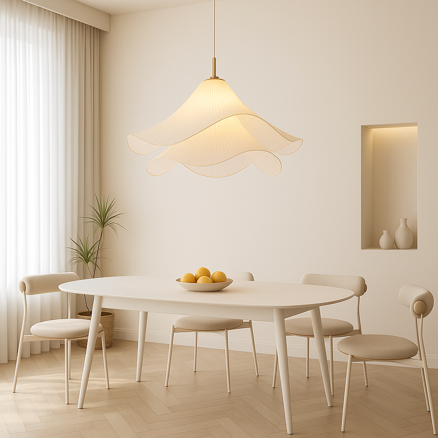 Flower Pendant Light with Decorative Design-Lighting > Pendant Lights-casanuva-Gold & White-50cm x 28cm-casanuva