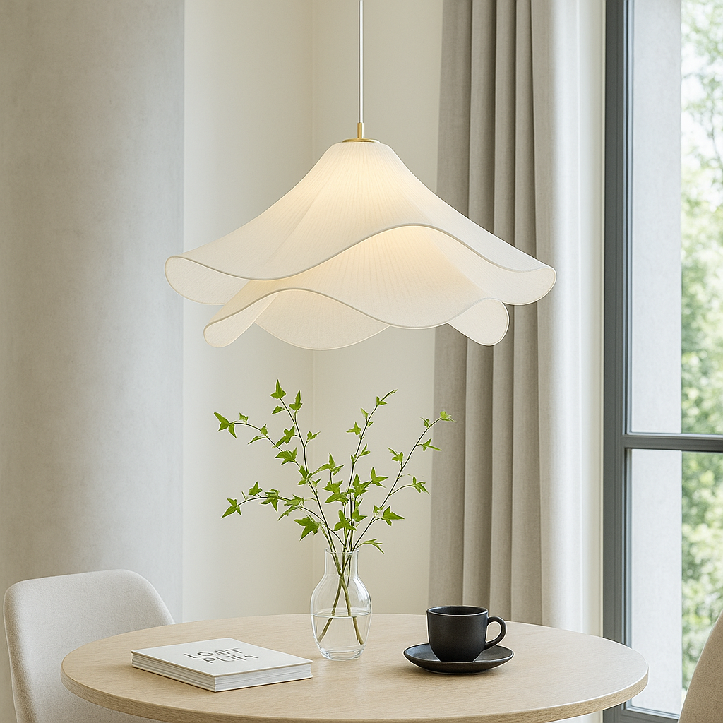 Flower Pendant Light with Decorative Design-Lighting > Pendant Lights-casanuva-Gold & White-60cm x 30cm-casanuva