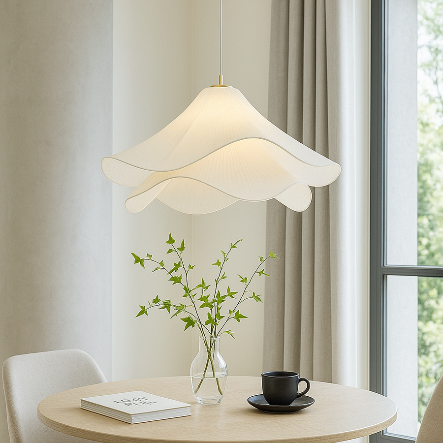 Flower Pendant Light with Decorative Design-Lighting > Pendant Lights-casanuva-Gold & White-60cm x 30cm-casanuva