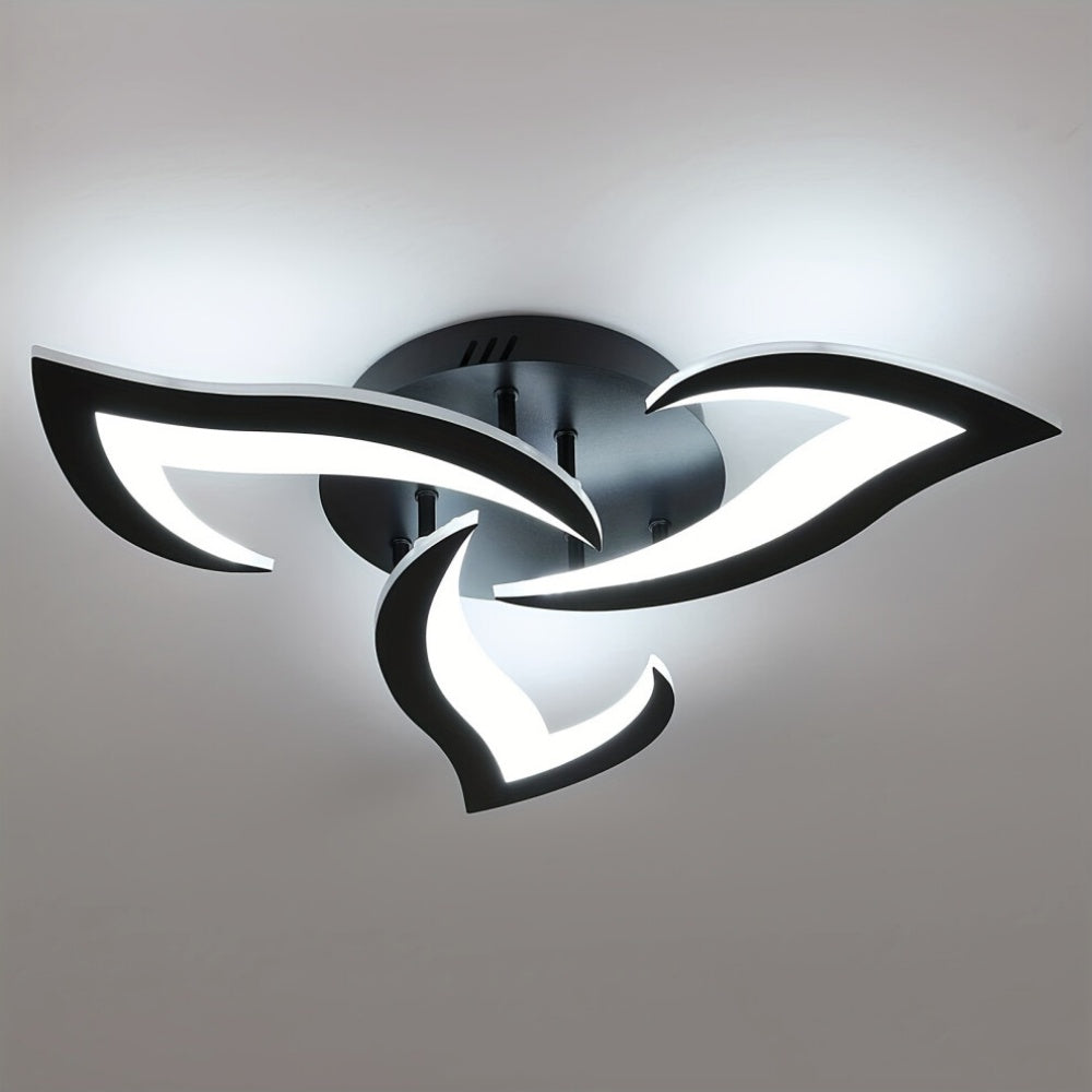 Flower Shape Iron LED Ceiling Light for Living Room-Lighting > Ceiling Lights-casanuva-Black-3 Lights D55*H8cm-White Light-casanuva