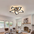 Flower Shape Iron LED Ceiling Light for Living Room-Lighting > Ceiling Lights-casanuva-Black-5 Lights D66*H8cm-Dimmable (Remote)-casanuva