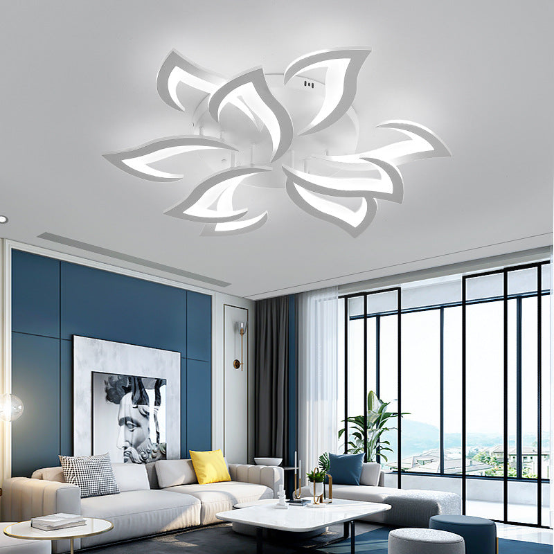 Flower Shape Iron LED Ceiling Light for Living Room-Lighting > Ceiling Lights-casanuva-White-9 Lights D80*H15cm-Dimmable (Remote)-casanuva