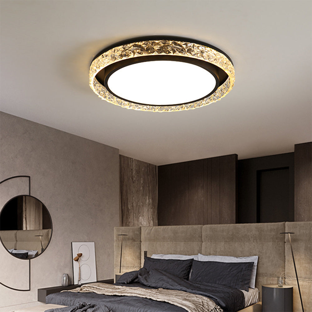 Flush Mount Iron Ceiling Lamp Minimalist Design-Lighting > Ceiling Lights-casanuva-Black-D50CM*H6CM-White Light-casanuva