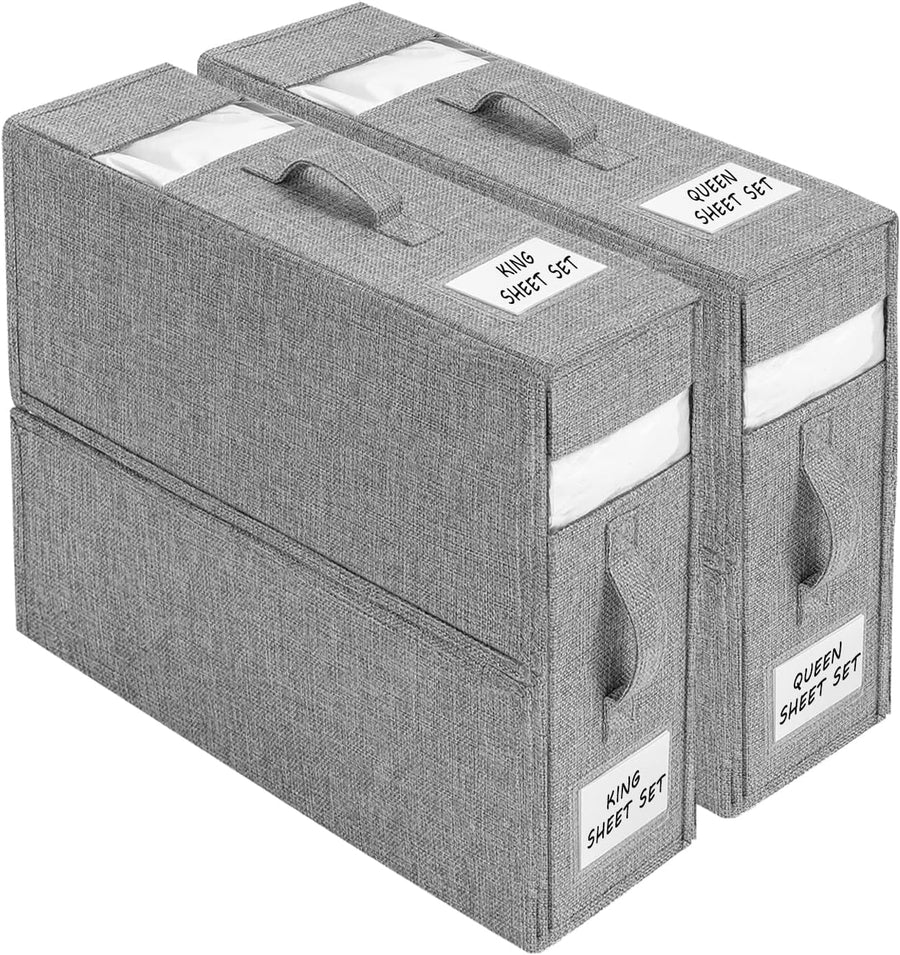 Foldable Bedding Organizer for Neat and Tidy Storage-Home Decor > Decorative Accessories-casanuva-Light Gray-2-Pack-casanuva