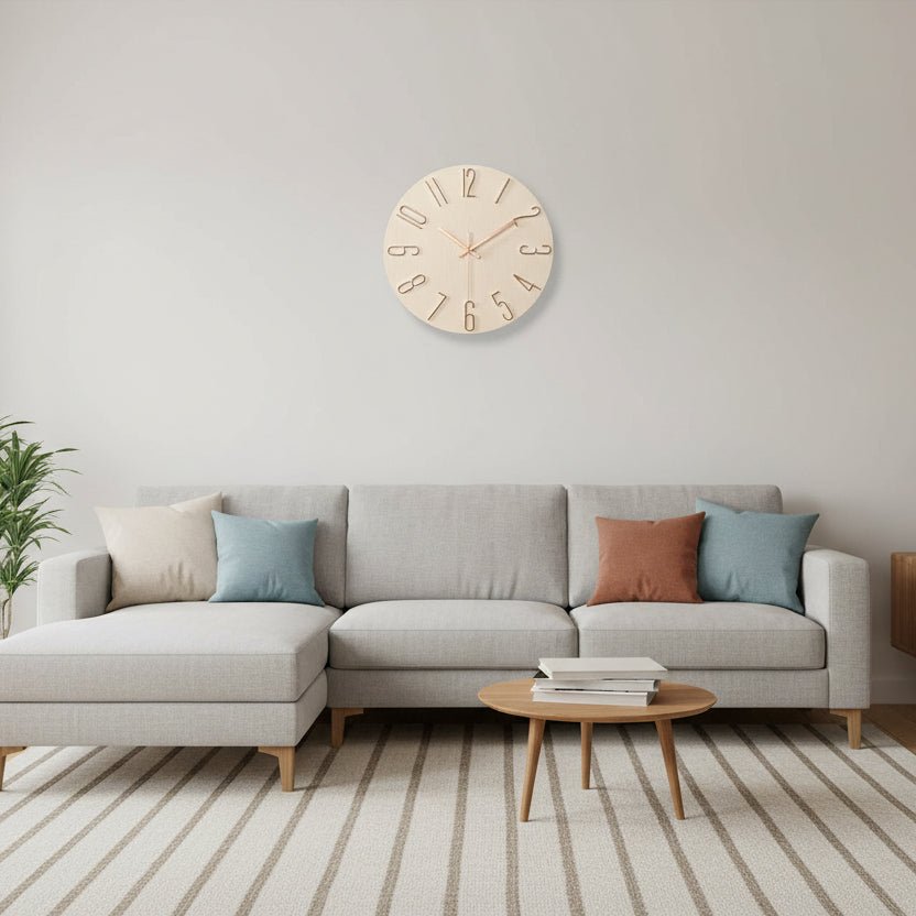 Frameless Wooden Wall Clock Scandinavian Minimalist Design-Home Decor > Clocks-casanuva-casanuva