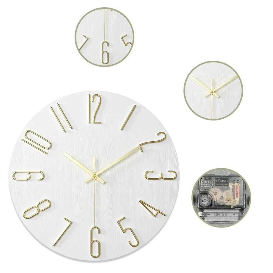 Frameless Wooden Wall Clock Scandinavian Minimalist Design-Home Decor > Clocks-casanuva-casanuva