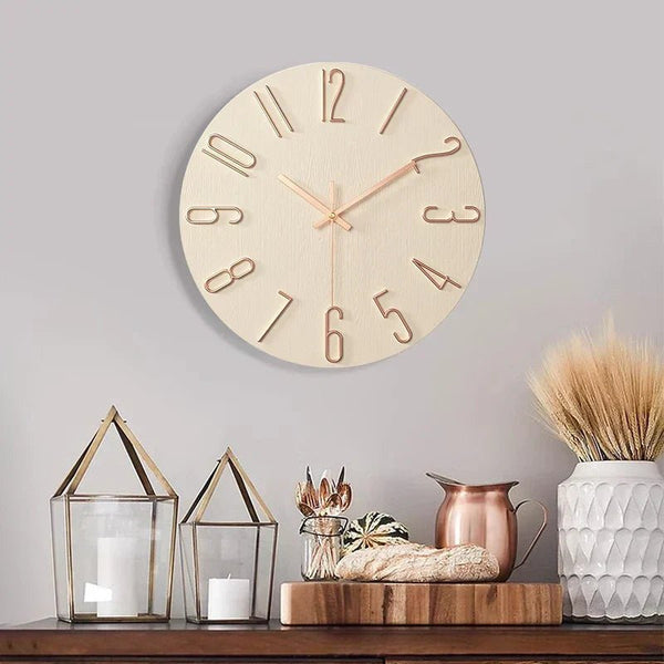 Frameless Wooden Wall Clock Scandinavian Minimalist Design-Home Decor > Clocks-casanuva-Gold-casanuva