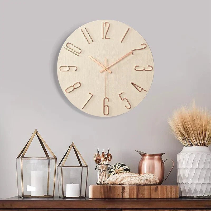 Frameless Wooden Wall Clock Scandinavian Minimalist Design-Home Decor > Clocks-casanuva-Gold-casanuva