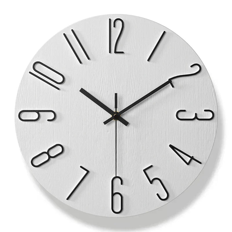 Frameless Wooden Wall Clock Scandinavian Minimalist Design-Home Decor > Clocks-casanuva-White/Black-casanuva