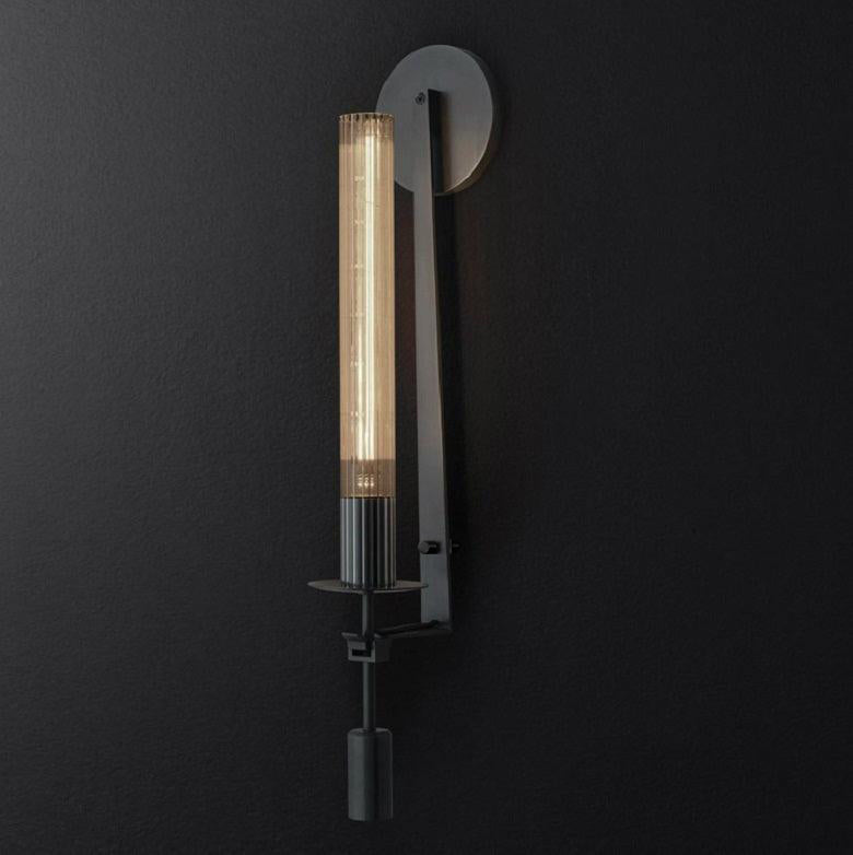 French Classic Wall Lamp-Lighting > Wall Lights-casanuva-12cmx71cm-Black & Clear glass-casanuva