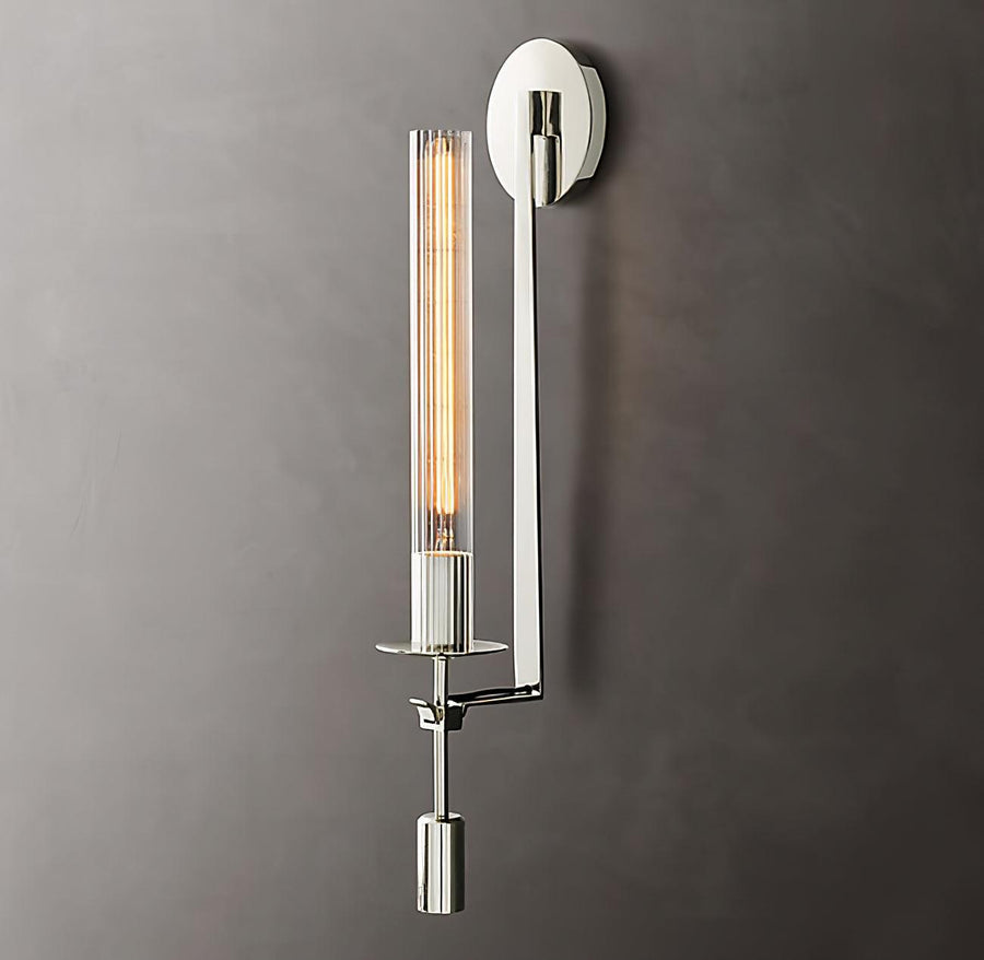 French Classic Wall Lamp-Lighting > Wall Lights-casanuva-12cmx71cm-Chrome & Clear glass-casanuva