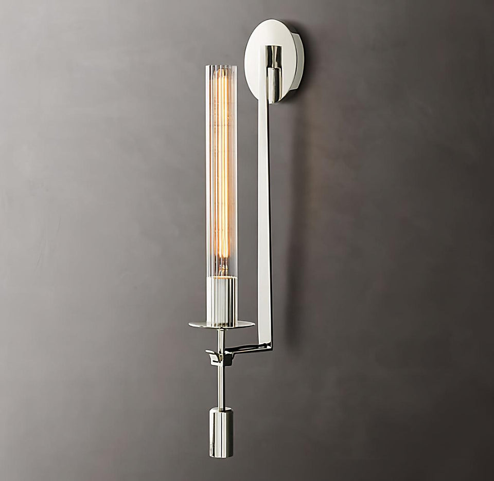 French Classic Wall Lamp-Lighting > Wall Lights-casanuva-12cmx71cm-Chrome & Clear glass-casanuva