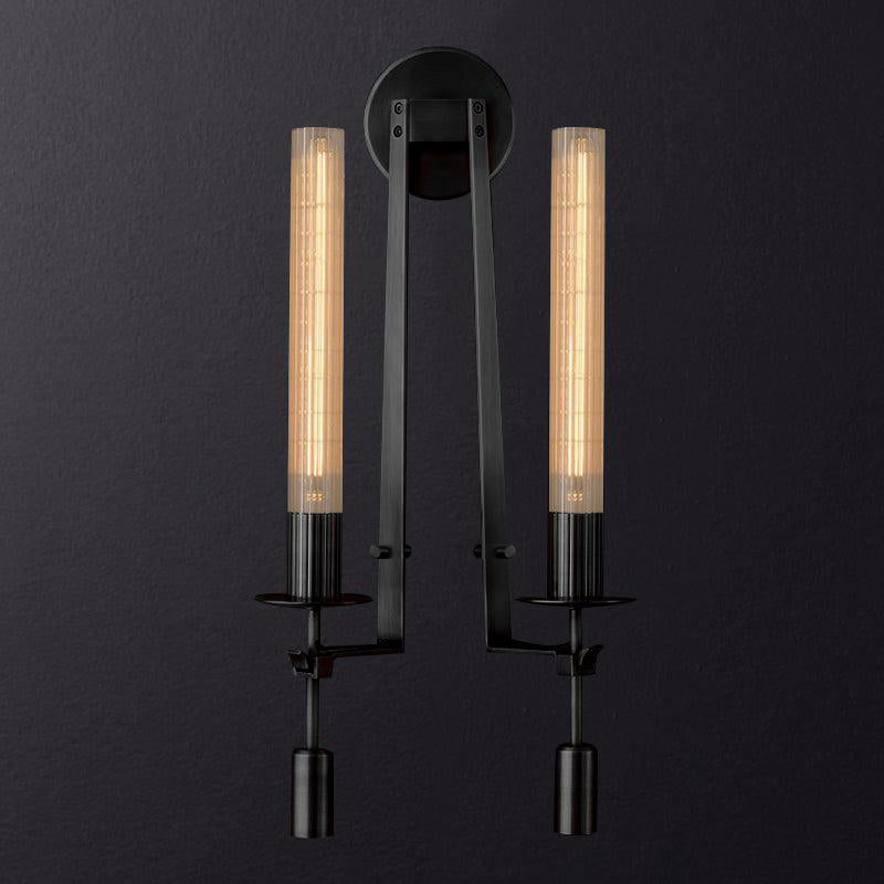 French Classic Wall Lamp-Lighting > Wall Lights-casanuva-22cmx71cm-Black & Clear glass-casanuva