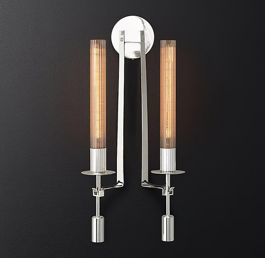 French Classic Wall Lamp-Lighting > Wall Lights-casanuva-22cmx71cm-Chrome & Clear glass-casanuva