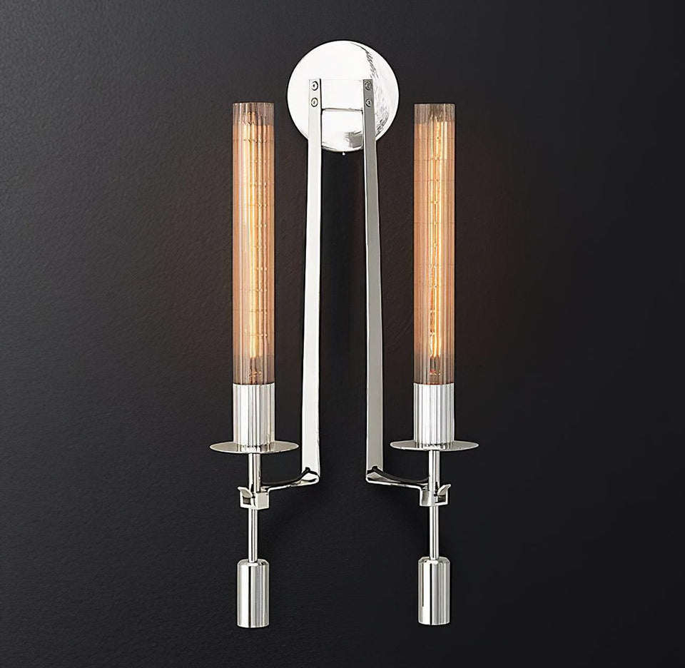 French Classic Wall Lamp-Lighting > Wall Lights-casanuva-22cmx71cm-Chrome & Clear glass-casanuva
