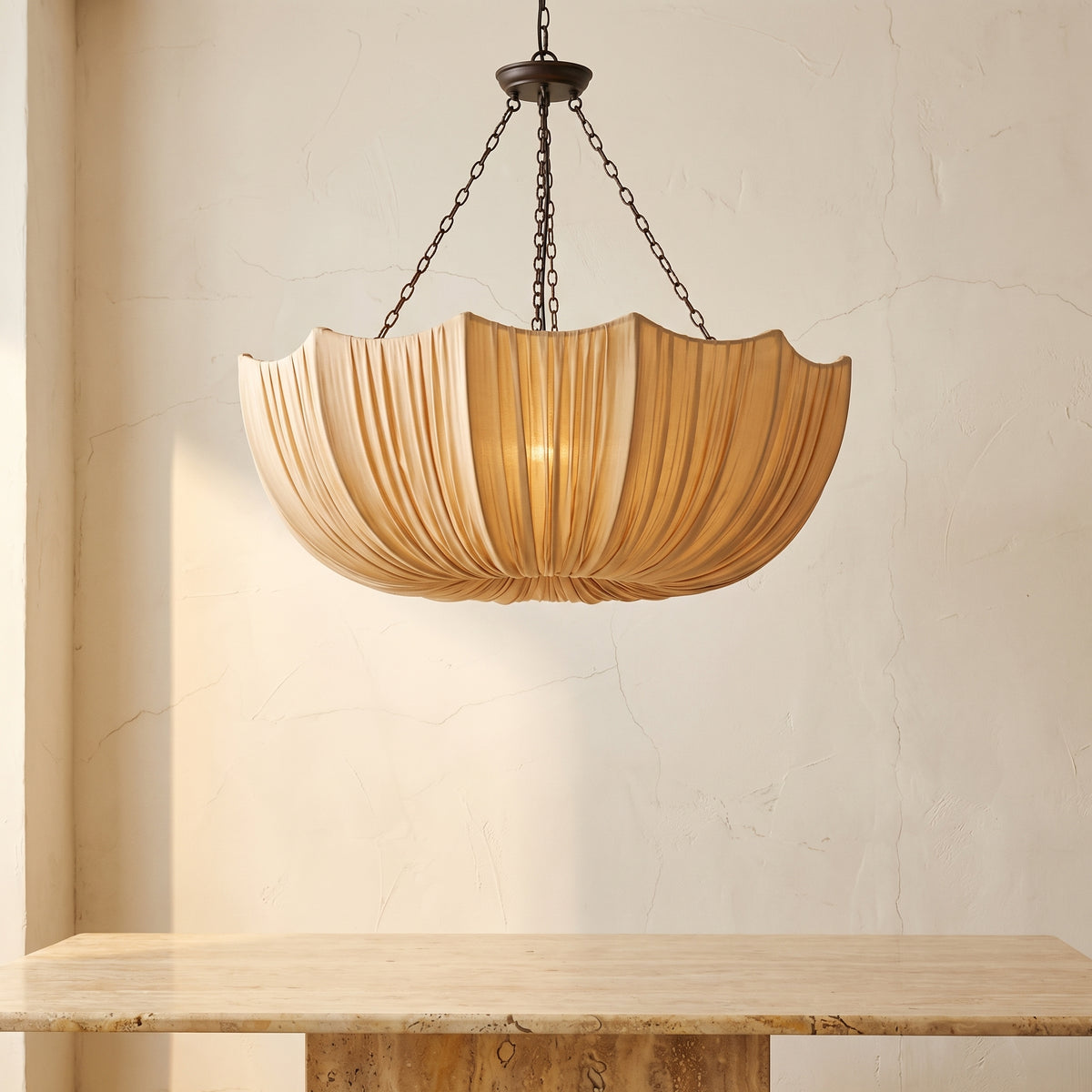 French Petal Semicircular Fabric Lampshade Iron Chandelier 3/5 Light-Lighting > Chandeliers & Pendant Lights-casanuva-casanuva