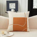 Geometric Embroidered Decorative Cushion Soft Luxury Fabric-Covers & Textiles > Throw Pillows-casanuva-Orange-casanuva