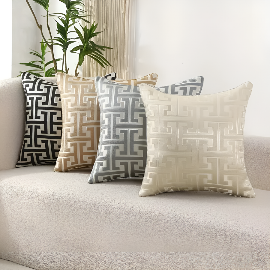 Geometric Jacquard Cushion Cover-Covers & Textiles > Cushion Covers-casanuva-casanuva