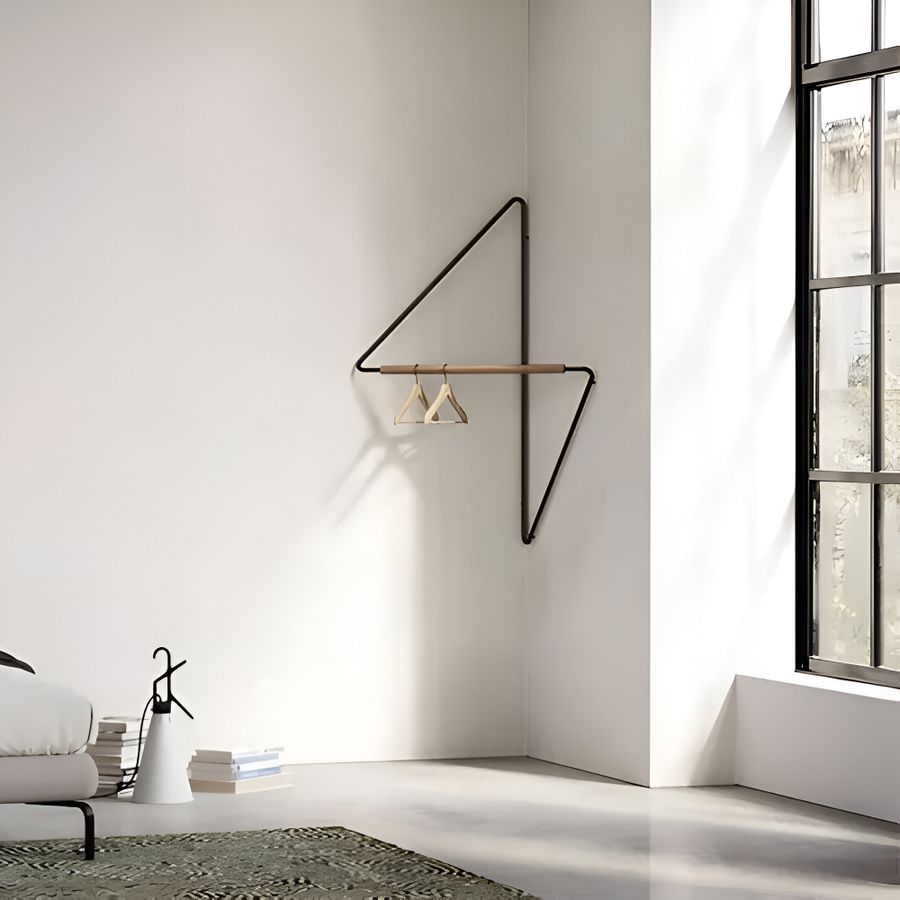 Geometric Metal Wall Coat Rack with Wooden Bar-Home Decor > Decorative Accessories-casanuva-casanuva