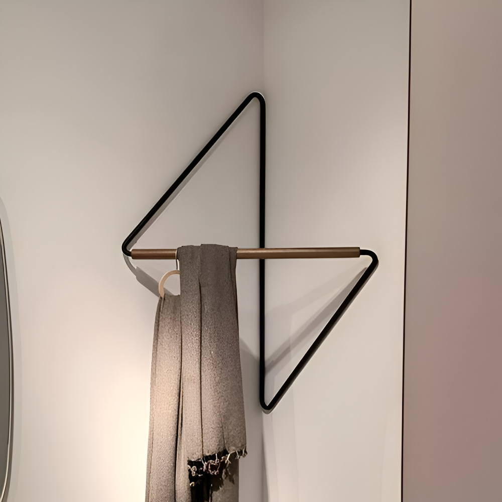 Geometric Metal Wall Coat Rack with Wooden Bar-Home Decor > Decorative Accessories-casanuva-40x50cm-casanuva